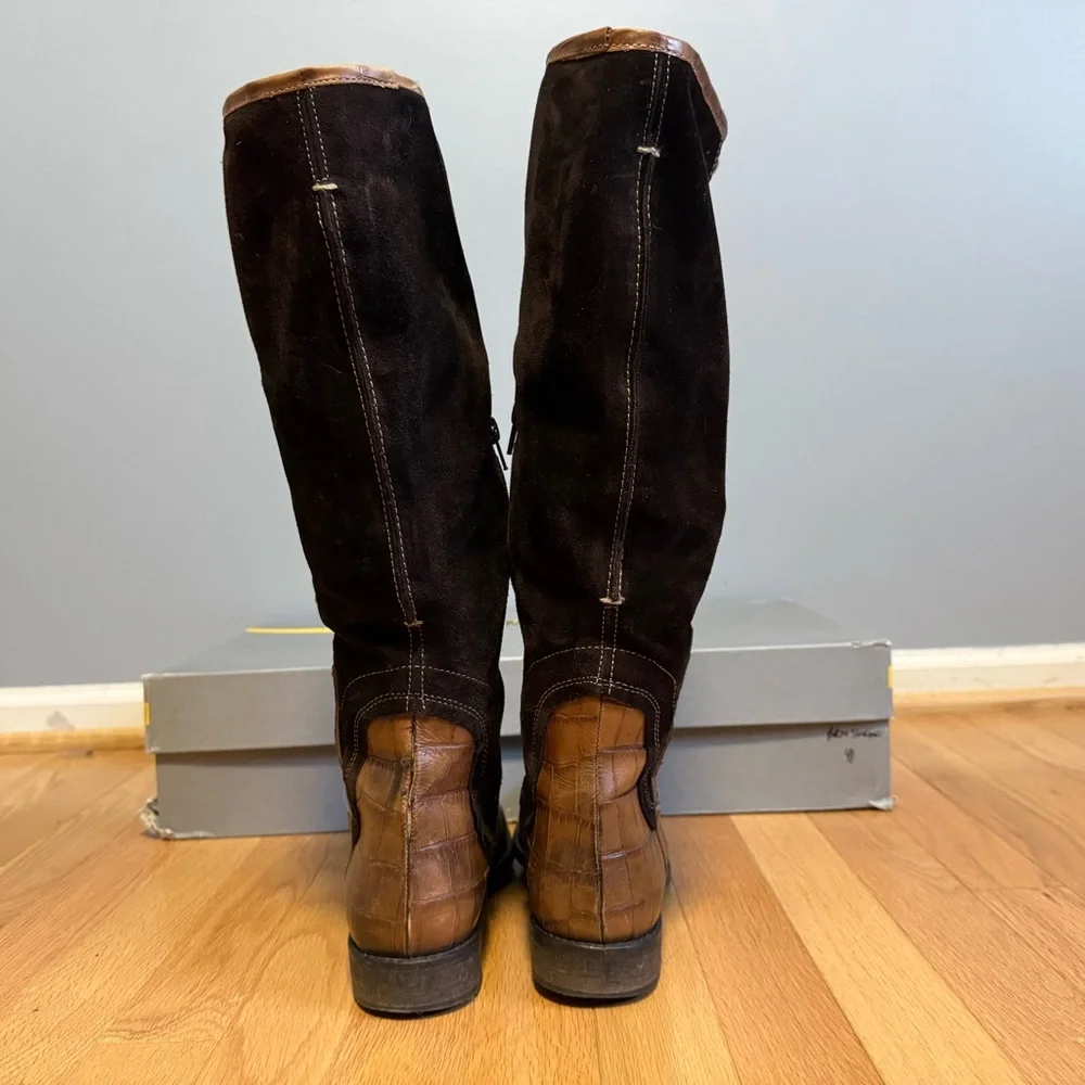 Manas Design Brown Suede Leather Western Style Boots 41